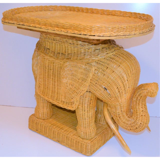 Palm Beach Chic Wicker Rattan Elephant Tray Table Chairish