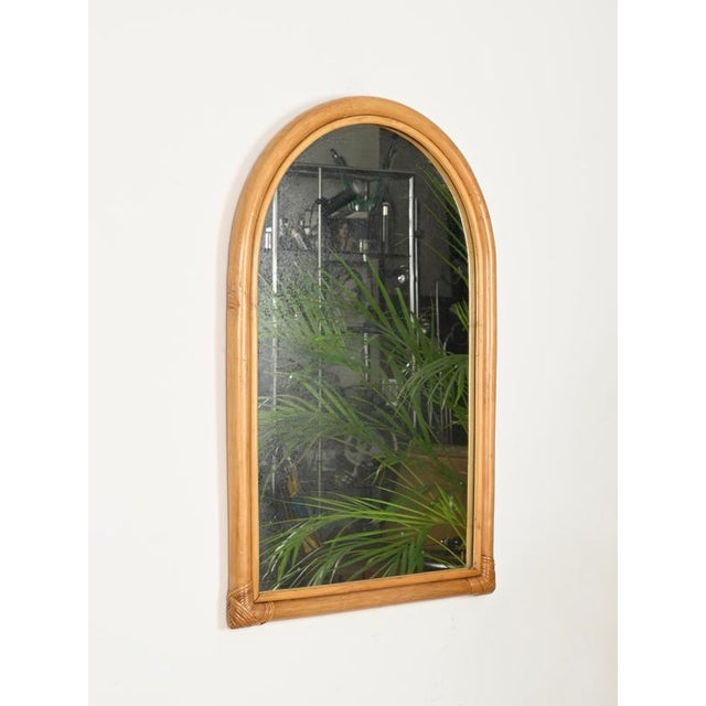Large French Riviera Arch Mirror in Bamboo and Rattan, Italy, 1960s For Sale - Image 6 of 12