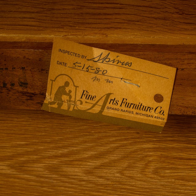 Vintage Burl Walnut Nightstands by Fine Arts Furniture With Brass Handles - A Pair For Sale - Image 18 of 18