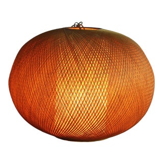 Mid Century Modern Golden Spun Fiberglass Swag Ceiling Light For Sale