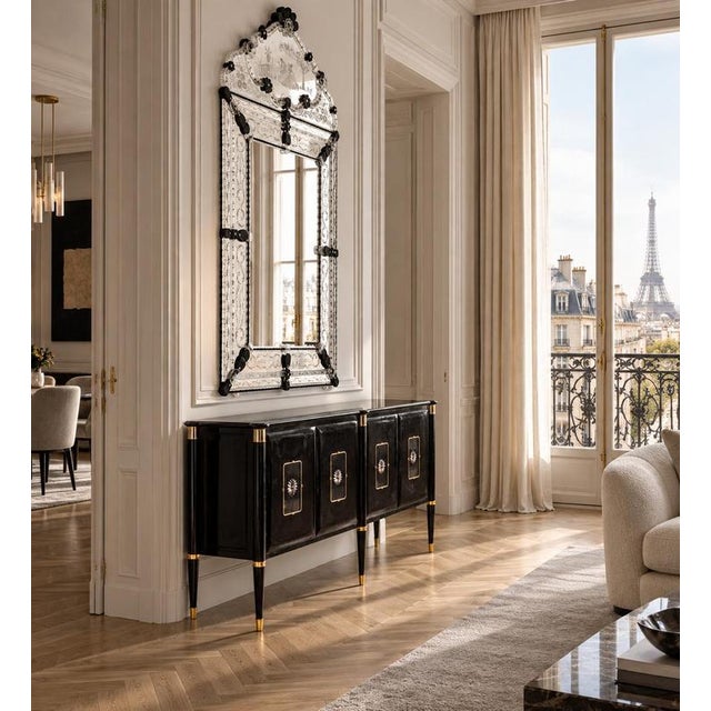 Venetian Etched Murano Glass Mirror, 1970 For Sale - Image 3 of 11