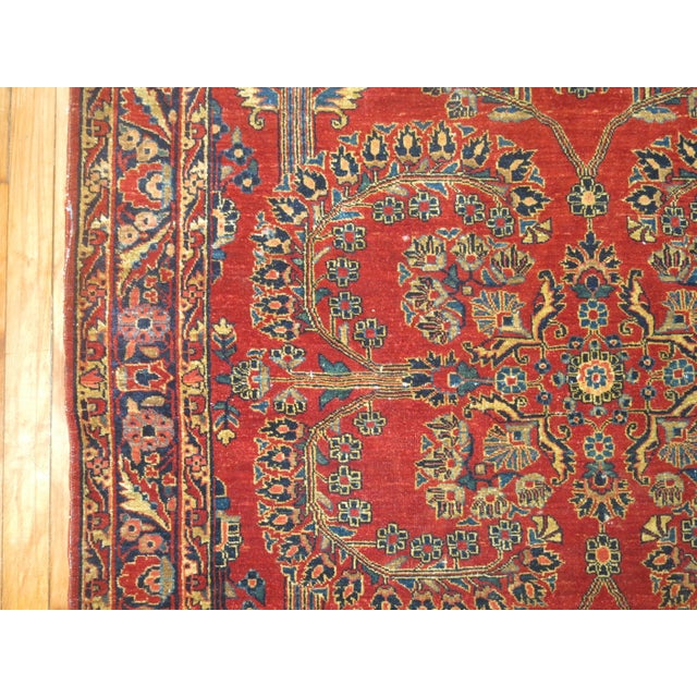 Zabihi Collection Exceptional Red Antique Mohajeran Persian Sarouk Rug - 4'4" x 6'6" For Sale - Image 4 of 8