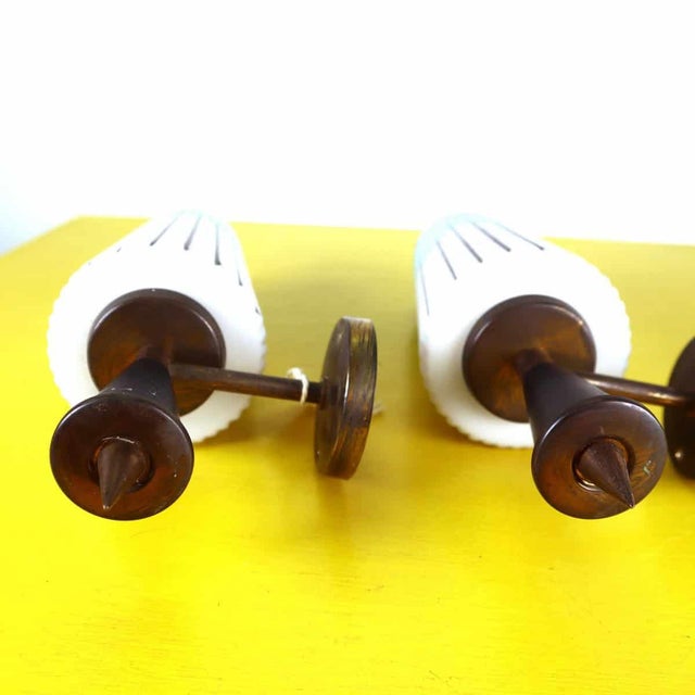 Vintage Glass and Metal Wall Lamps, Set of 2 For Sale - Image 5 of 6