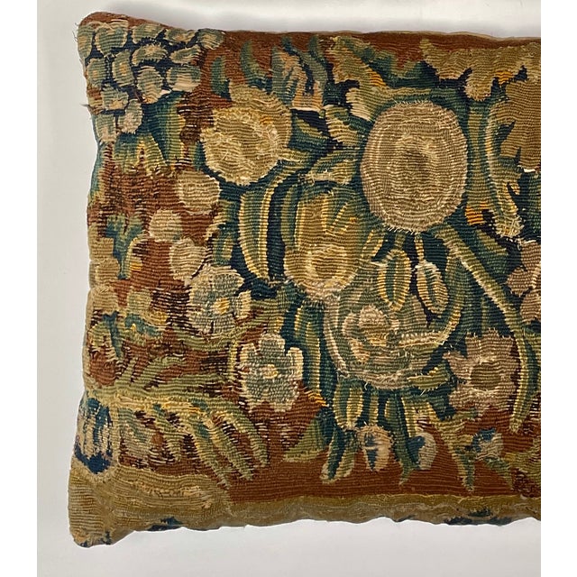 18th Century Brussels Wool Tapestry Fragment Pillows - A Pair - For Sale - Image 4 of 9