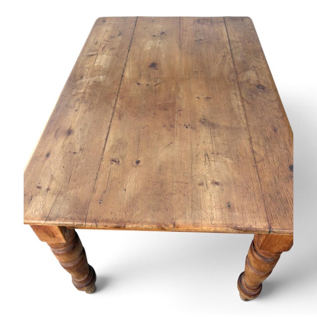 19th Century Pine Farmhouse Dining Table For Sale - Image 4 of 5