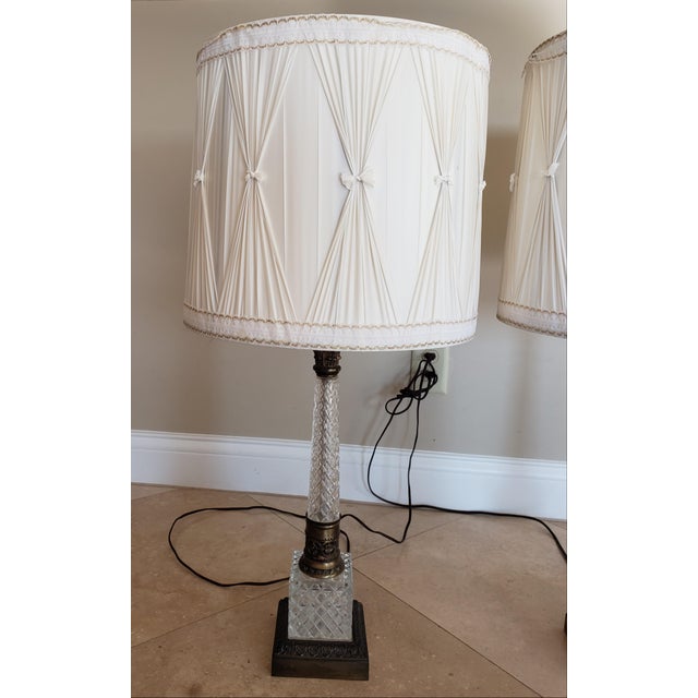 Mid 20th Century Westwood Hollywood Regency Glass and Brass Column Lamps For Sale - Image 14 of 17