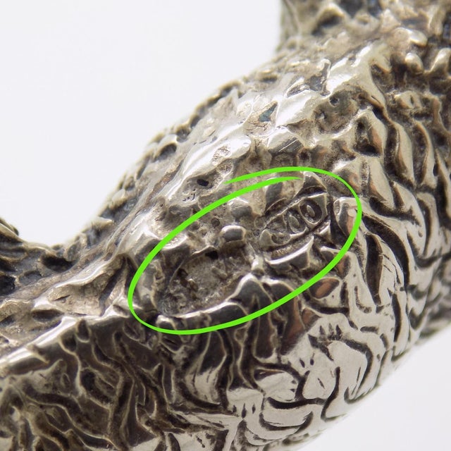 Silver Vintage Italian Handmade Genuine Silver Large Fox With Hunted Game Figurine Rare Sculpture For Sale - Image 8 of 10