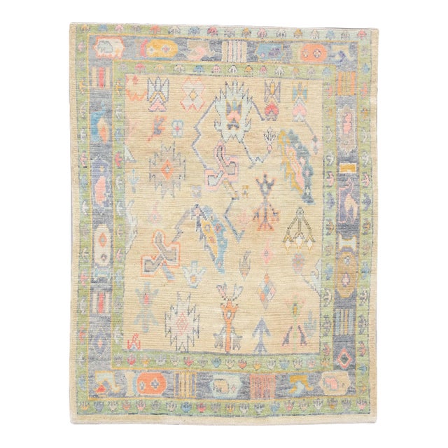 Modern Turkish Oushak Rug 5'7" x 7'3" For Sale