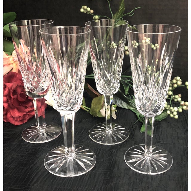 Waterford Crystal Lismore Champagne Flutes Wedding Toasting Glasses