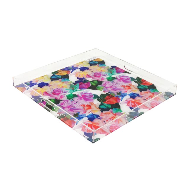 Transitional Nicolette Mayer Passion Intenso 18"x18" Acrylic Tray For Sale - Image 3 of 3