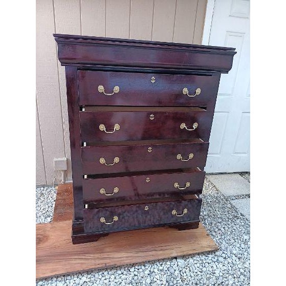 Wood Vintage Wood Chest 6 Drawer Dark Tone the Villa Collection For Sale - Image 7 of 7