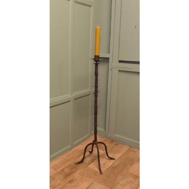 Tall Wrought Iron Blacksmith Candleholder For Sale - Image 4 of 7