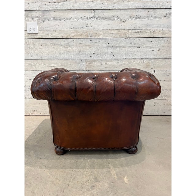 Early 20th Century Leather Chesterfield Tub Chair For Sale - Image 6 of 11