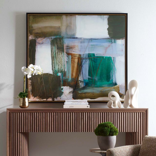 Kenneth Ludwig Chicago Green Fields Framed Abstract Canvas For Sale - Image 4 of 7