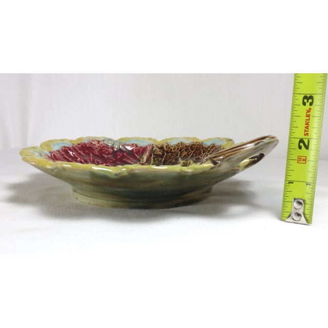 Antique American Victorian Majolica Leaf Motif Serving Dish For Sale - Image 12 of 13