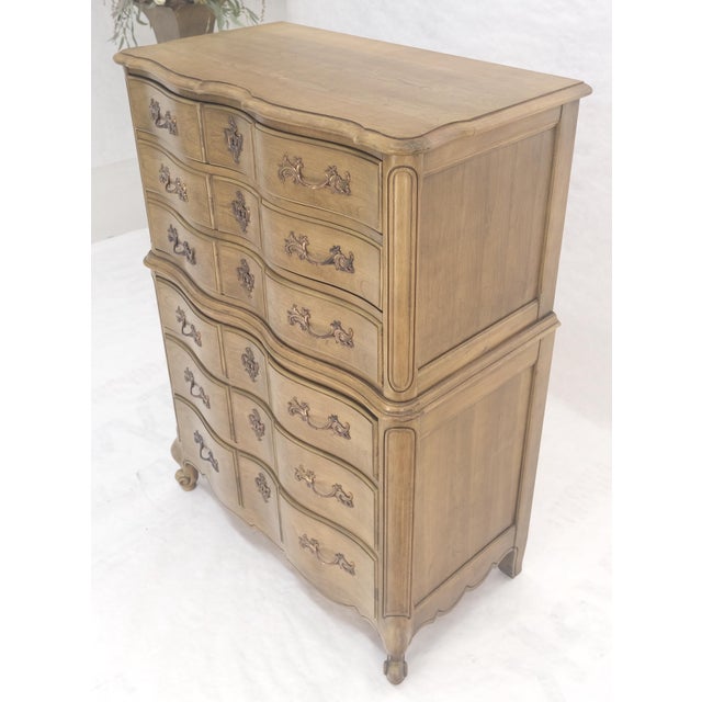 Pickled Solid Cherry Country French 6 Drawers High Chest Boy Dresser MINT! For Sale - Image 15 of 16
