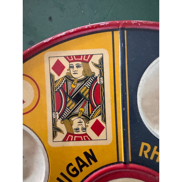 Illustration Rare 1930s Michigan Rummy Vintage Game Tray With Card Design For Sale - Image 3 of 10