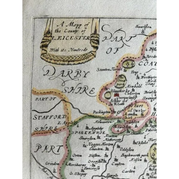 Antique Map of Leicester by Richard Blome, 1673 For Sale - Image 6 of 10