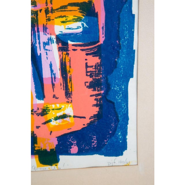 1960s Mid Century Modern Art Print Figure Abstract Portrait Sign Signed Blue Pink For Sale In Sacramento - Image 6 of 13