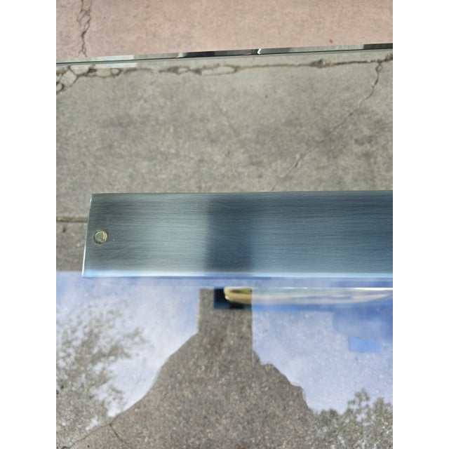 1980s Postmodern Kaizo Oto for Design Institute of America Style Glass Top Console Table For Sale - Image 10 of 12