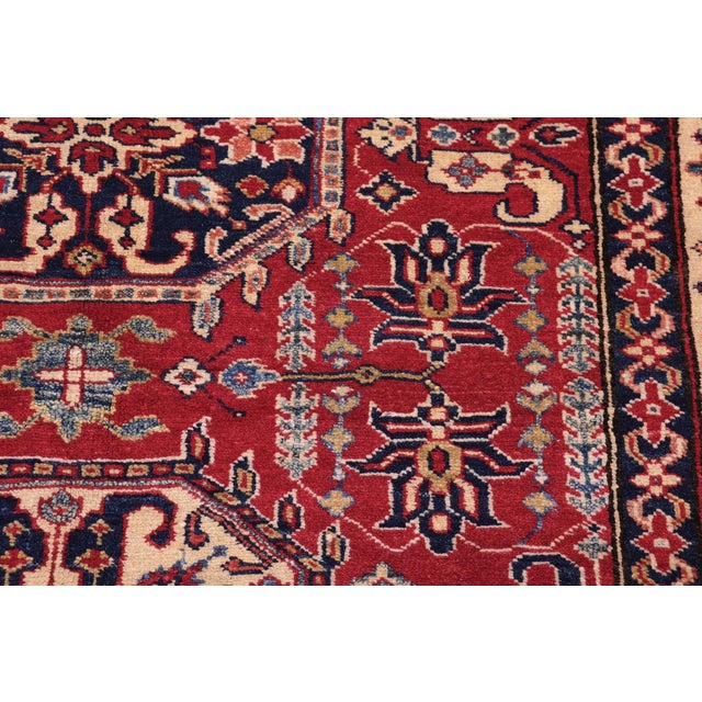 Textile Southwestern Super Kazak Red/Tan Wool Rug - 4'3'' X 5'8'' For Sale - Image 7 of 10