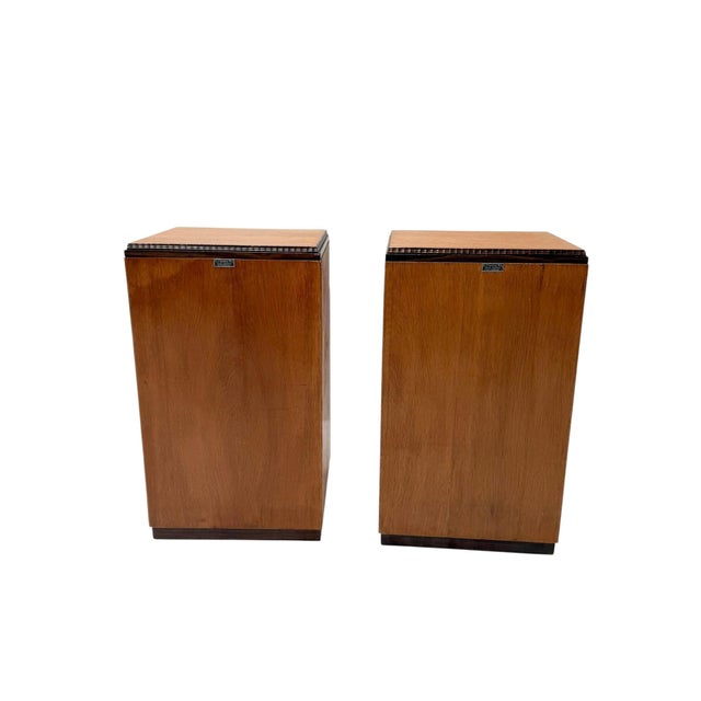 Vintage Art Deco Nightstands in Oak and Ebony by FA. S. Speelman, 1920s, Set of 2 For Sale - Image 9 of 12