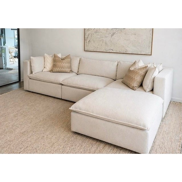 Crate & Barrel Crate and Barrel Lotus Deep Modular 4-Piece Reversible Sectional Sofa With Ottoman For Sale - Image 4 of 5