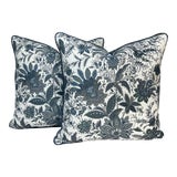Image of Clarence House "Silver Jubilee Paisley" Square Pillows - a Pair For Sale