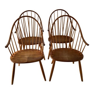 1990s Thomas Moser Cherry Continuous Arm Chairs - Set of 4 For Sale