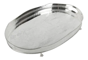 Vintage English Sheffield Silver Plated / Copper Footed Barware / Serving Tray