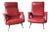 Set of Mid-Century Red Faux Leather and Iron Lounge Chairs Attributed to Carlo de Carli For Sale