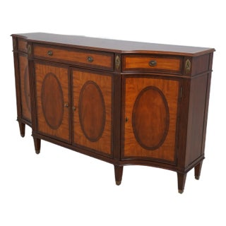 Ethan Allen Inlaid Mahogany Console Sideboard Credenza For Sale