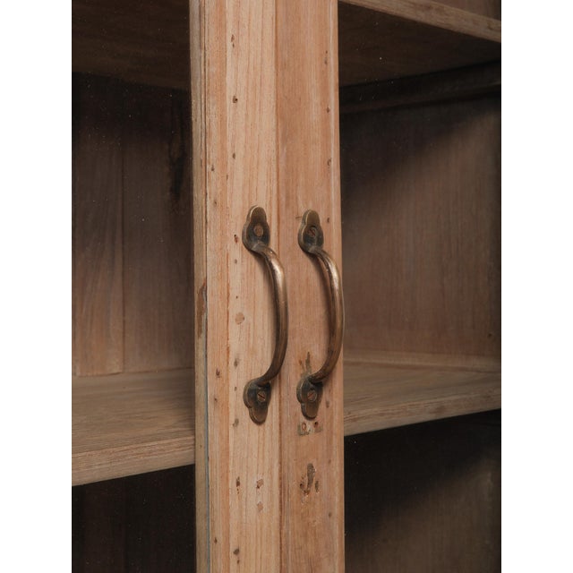 Traditional Bleached Wood Glass-Front Display Cabinet For Sale - Image 3 of 6