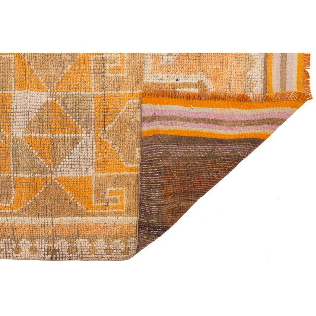 Turkish 3 X 11 Handmade Vintage Turkish Wool Runner With Star Motifs and Earthy Tones For Sale - Image 3 of 11