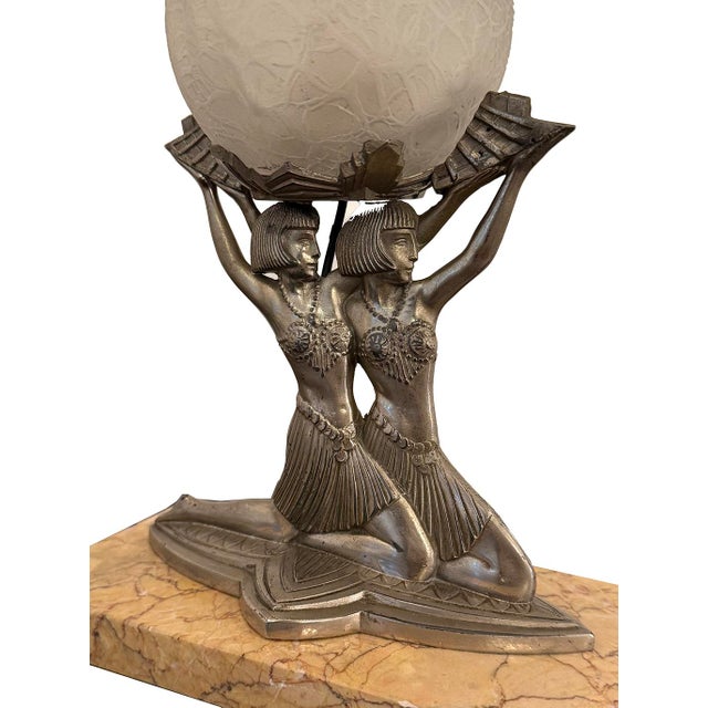 Art Deco Table Lamp with Female Figure, 1930 For Sale - Image 9 of 10