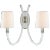 Julie Neill for Visual Comfort Signature Clarice Double Sconce in Crystal & Polished Nickel with Linen Shades For Sale