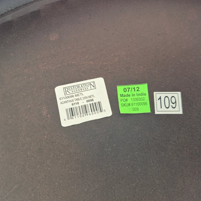 2012 Restoration Hardware 22" French Acanthus Iron Side Table For Sale - Image 10 of 11