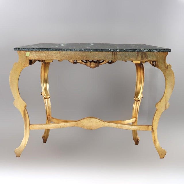 Vintage French Louis XIV Style Carved Gilt Wood Marble Top Console Table 20thC For Sale - Image 6 of 11