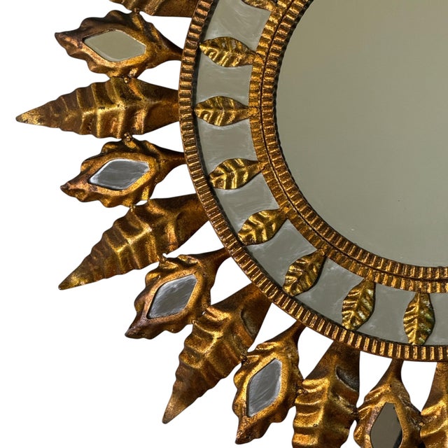 Mid-Century Modern Wrought Iron Sun Mirror, 1960s For Sale - Image 3 of 6
