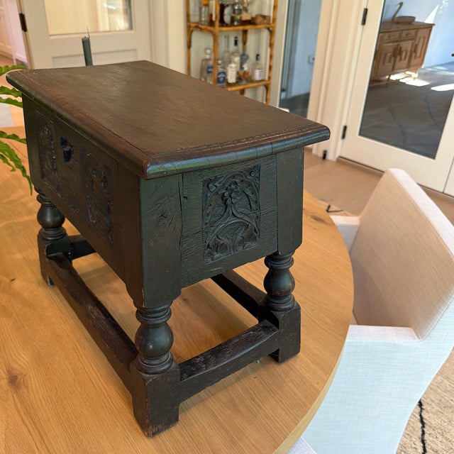 Rustic European Antique European Carved Oak Chest on Stand For Sale - Image 3 of 12