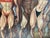 1960s Mid-Century Pop Art Oil Painting Bodybuilders on Beach For Sale - Image 5 of 11