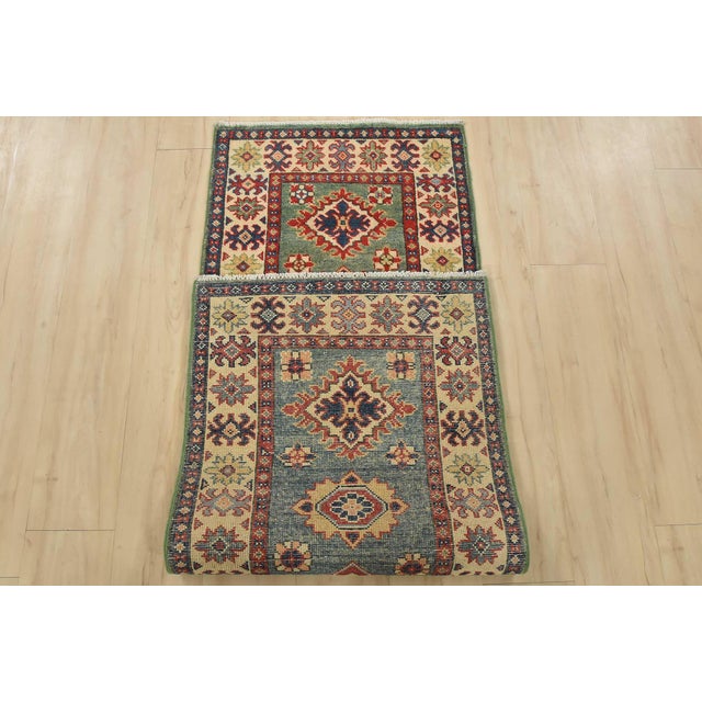 Kazak Runner 2’3” X 6′ Green Wool Tribal Hand-Knotted Oriental Rug For Sale - Image 10 of 11