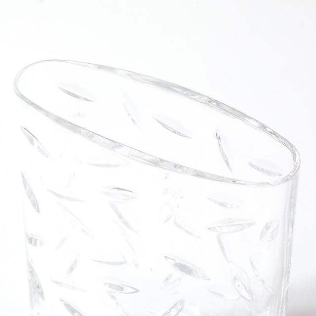 Mid 20th Century Mid-Century Modernist Cut Crystal Vase W/ Leaf Form Motif Signed Tiffany and Co For Sale - Image 5 of 12