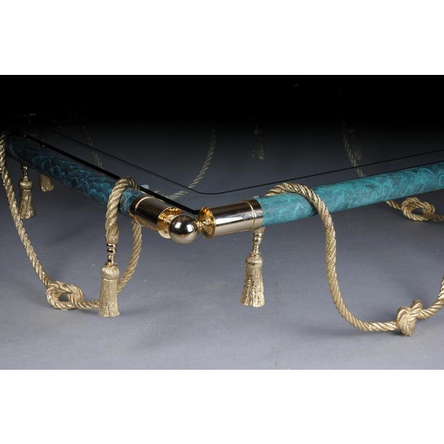 Hollywood Regency Style Coffee Table in Brass and Gold with Glass For Sale - Image 14 of 18