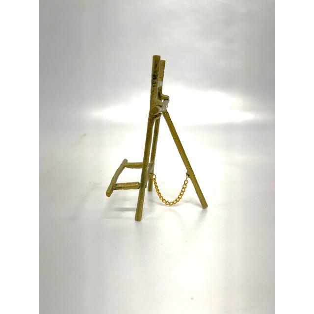 Chinoiserie Vintage Brass Faux Bamboo Picture Easel For Sale - Image 3 of 6