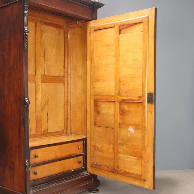 Antique Wardrobe in Violet Wood Veneer, Italy, 19th Century For Sale - Image 4 of 13