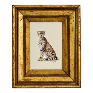 Original Hand-Painted Leopard Painting in a Gilded Frame