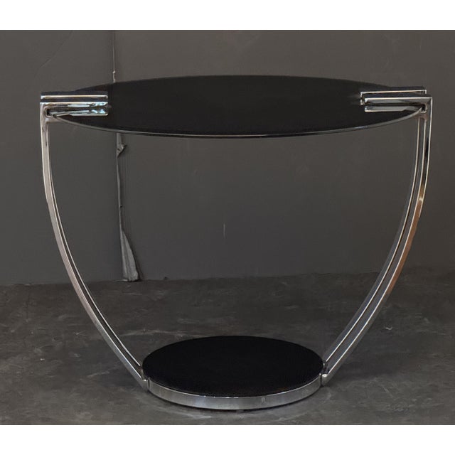 Art Deco Side Tables of Chrome With Oval Glass Tops in the Josef Hoffman Style For Sale In Austin - Image 6 of 11
