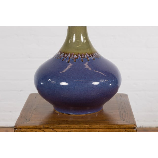 Ceramic Contemporary Purple & Green Ceramic Vase For Sale - Image 7 of 12