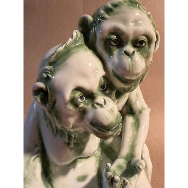 Mid 20th C Dresden Pair of Porcelain Monkeys For Sale - Image 4 of 8